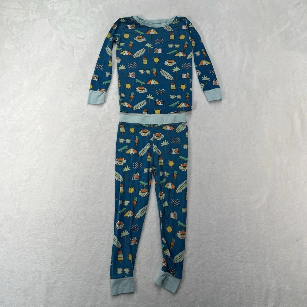 Little Sleepies Bamboo Pajama Set Unisex Toddler 2T Summer Beach